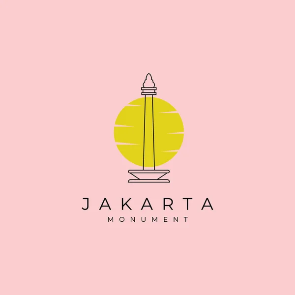 Памятник Национального Искусства Джакарты Линии Логотип Векторной Иллюстрации Дизайн Джакарта — стоковый вектор