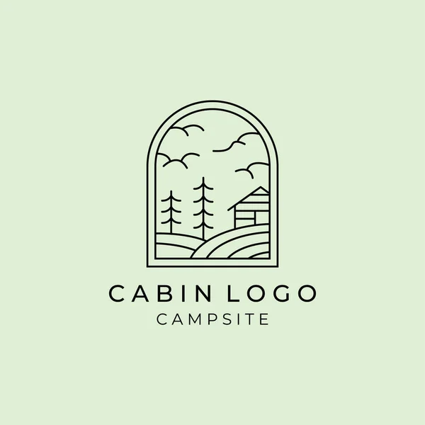 Ahşap kabin hattı sanat logosu vektör çizimi tasarımı, açık hava minimalist logo tasarımı