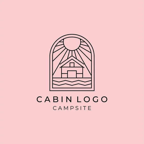 Cabin Cottage Line Art Minimalist Simple Icon Vector Logo Concept — Image vectorielle