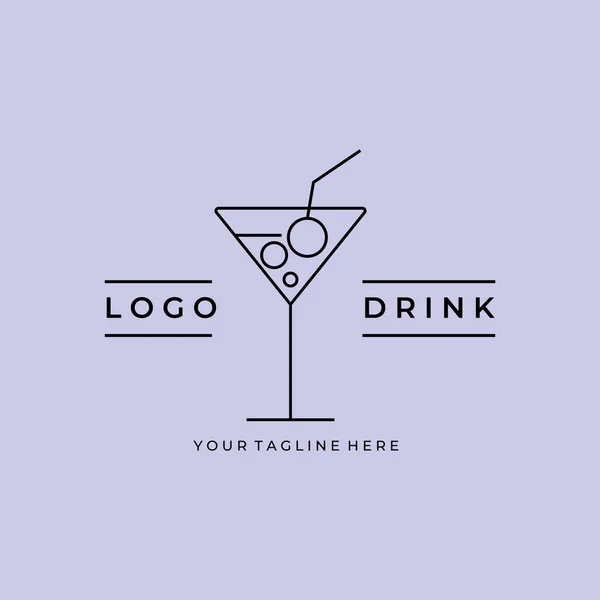 Línea Arte Bebida Diseño Vectores Logo Minimalista — Archivo Imágenes Vectoriales