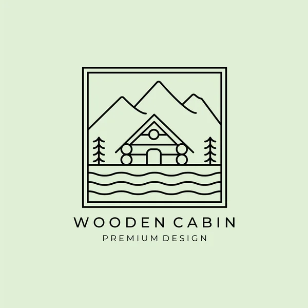 Modern ev kulübesi logosu logo vektör çizgisi sanat basit illüstrasyon tasarım çerçeve logo rozet amblemi ahşap orman kulübesi kulübesi