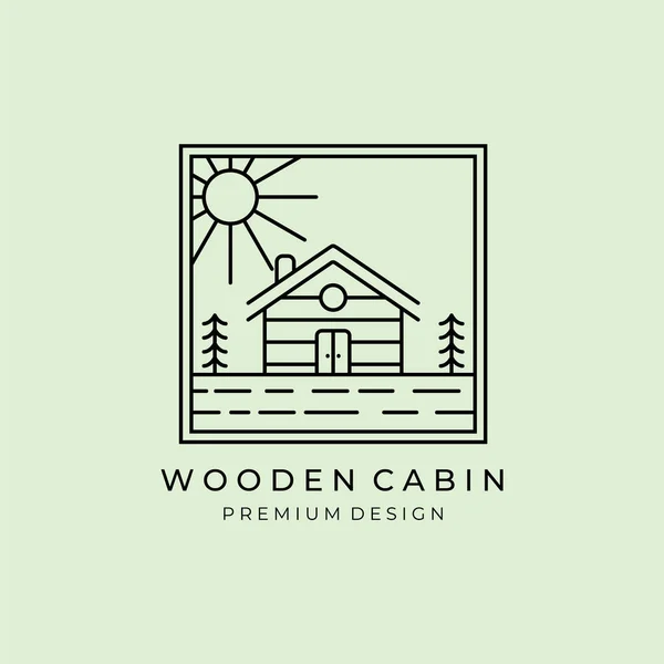 Ahşap kulübe kampı logo ikonu çizgisi sanat tasarımı çerçeve logosu amblemi