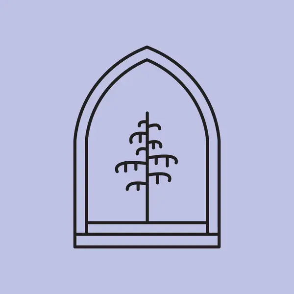 Amblem çizgisi çizimine sahip logo çizgisi sanat ağacı