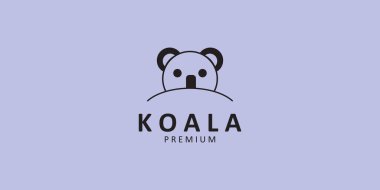 Koala baş çizgisi logo vektör simgesi illüstrasyon minimalist tasarımı