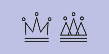 Crown King logo simgesi çizgisi sanat vektörü illüstrasyon minimalist tasarımı