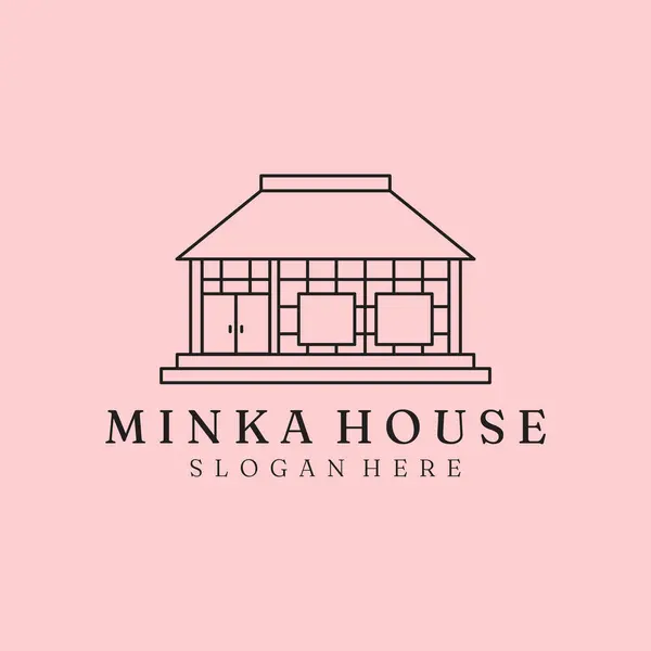 Geleneksel minka evi Japon çizgisi logo vektör illüstrasyon şablonu tasarımı