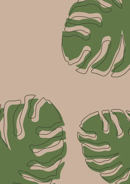 Botanik illüstrasyon duvarı sanat vektörü, tropikal yaprak desenli tropikal yaprak çizimi, minimum ve doğal duvar sanatı..