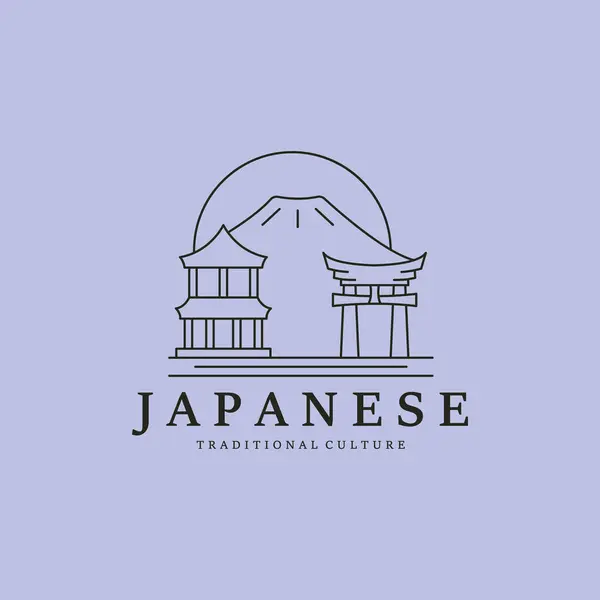 Japon tapınağının Torii kapısı logosu, pagoda logo vektör illüstrasyon grafik şablonu