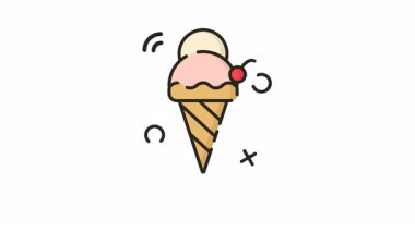 Dondurma konisi animasyon hareketli video illüstrasyon ikonu