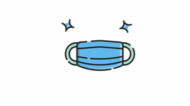 Tekrarlanan Canlandırılmış Simge Videosu, Üzerinde iki yıldız bulunan Mavi yüz maskesi için Hareket Grafikleri.