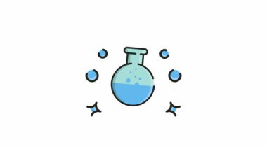 Tekrarlanan Canlandırılmış Simge Videosu, Mavi iksir şişesi için kabarcıklı Hareket Grafikleri.