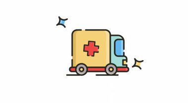 Videoda Canlandırılmış Simge, Kızıl Haçlı Sarı Ambulansın Hareketi Grafikleri.