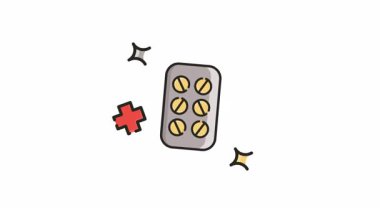 Videoda Canlandırılmış Simge, Kırmızı + işareti olan haplar için Hareket Grafikleri.