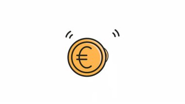  Canlandırılmış Euro Coin Simgesi Döngüleme ve Alfa