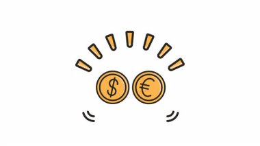 Canlandırılmış Dolar ve Euro Madeni Para Simgesi Döngüleme ve Alfa