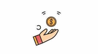 Animasyon El Tutma Doları Simgesi Alfa Kanalı ile Döngüleme