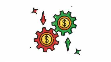 Animasyon İçinde dolar işaretleri ve oklar olan iki vites.