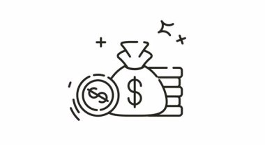 anahat canlandırma simgesi içinde madeni paralar ve banknotlar olan bir çanta.