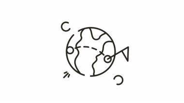 Animasyon Ana Hattı Dünya Seyahat Simgesi Döngüsü