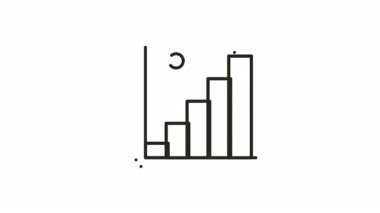 Büyümeyi, başarıyı ve ekonomik ilerlemeyi sembolize eden yukarı doğru ok ile çizilmiş bir bar çizelgesinin döngüsel bir animasyonu. Bir alfa kanalı ile minimal tasarım, finans, iş ve veri analiz projeleri için mükemmel.
