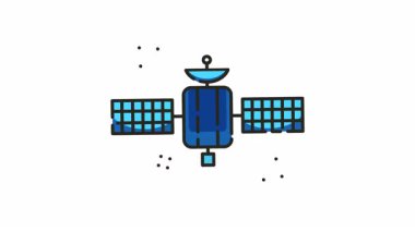 Güneş paneli anten simgesi minimalist döngü tasarımlı uydu animasyonu