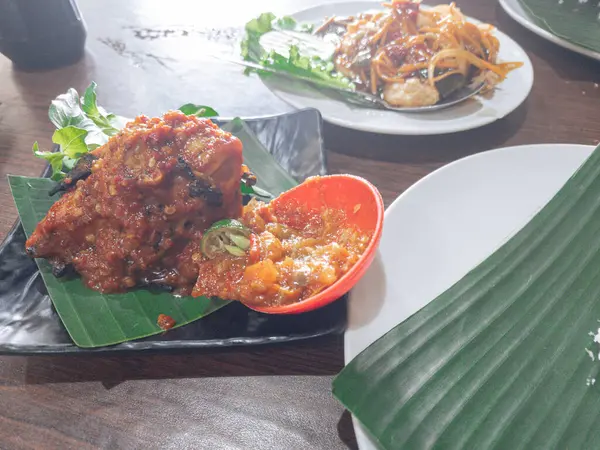 Grilled chicken with spicy spices, typical Asian food