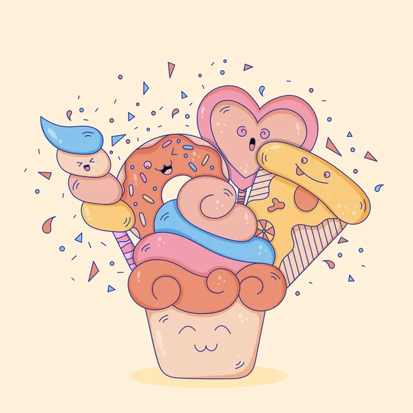 Illustration Of Junk Food Doodle for printed, designs and coloring books