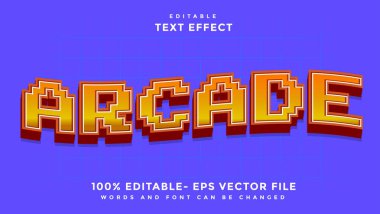 3d Modern Word Arcade Düzenlenebilir Metin Efekti Tasarımı, Efekt Grafik Biçiminde Kaydedildi