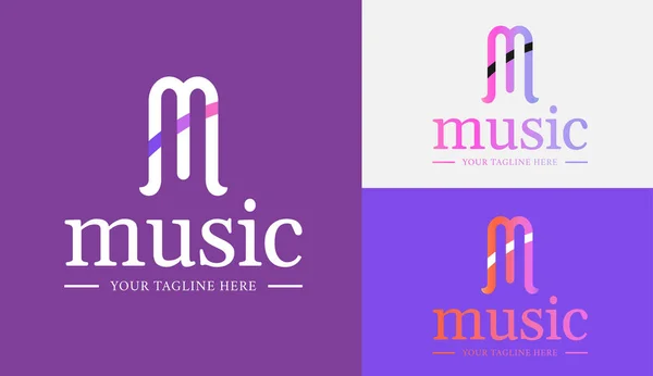 音楽文字のロゴ 手紙M音楽ロゴデザイン Mレターロゴデザインテンプレート — ストックベクタ
