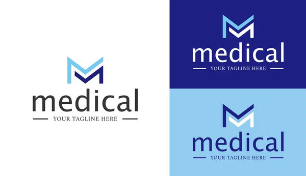 Nowoczesne Logo Medyczne Opieki Zdrowotnej Płaski Wektor Niebieski Medyczny Wzór — Wektor stockowy