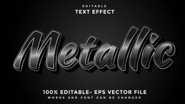 Modern Sözcük Metalik Düzenlenebilir Metin Efekti Tasarım Şablonu, Efekt Grafik Biçiminde Kaydedildi