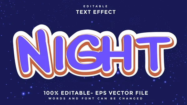 Minimales Word Night Editierbares Texteffektdesign Effekt Grafischen Stil Gespeichert — Stockvektor