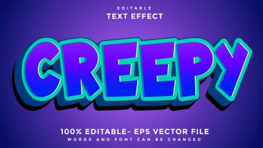 3d Asgari Grafikli Kelime Ürkütücü Metin Düzenleme Efekti Tasarım Şablonu, Efekt Grafik Biçiminde Kaydedildi