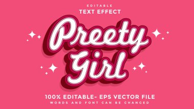 3d Minimal Word Preety Girl Düzenlenebilir Metin Efekti Tasarım Şablonu, Kaydedilmiş Efekt Grafik Biçiminde