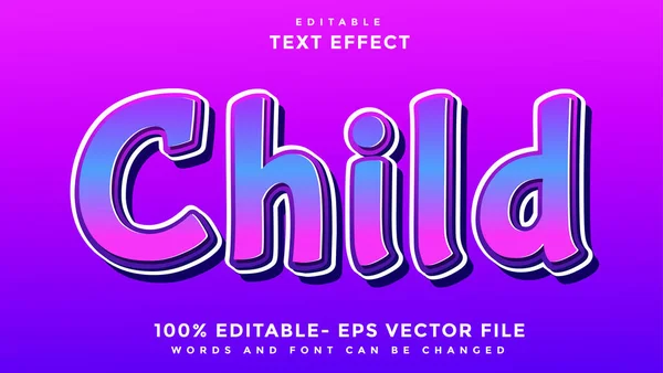 Minimaler Farbverlauf Word Child Editierbare Texteffekt Design Vorlage Effekt Grafikstil — Stockvektor