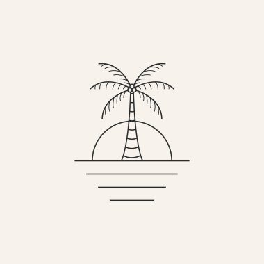 palm tree line art logo vector symbol illustration design
