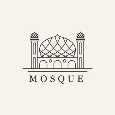 islamic mosque line art vector logo design