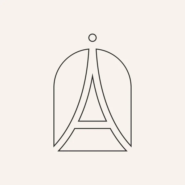 a paris eiffel line art logo design vector illustration