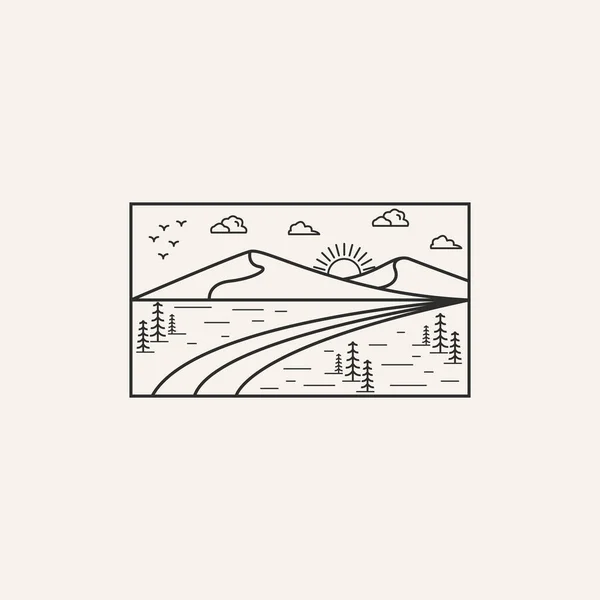 landscape line art logo illustration design