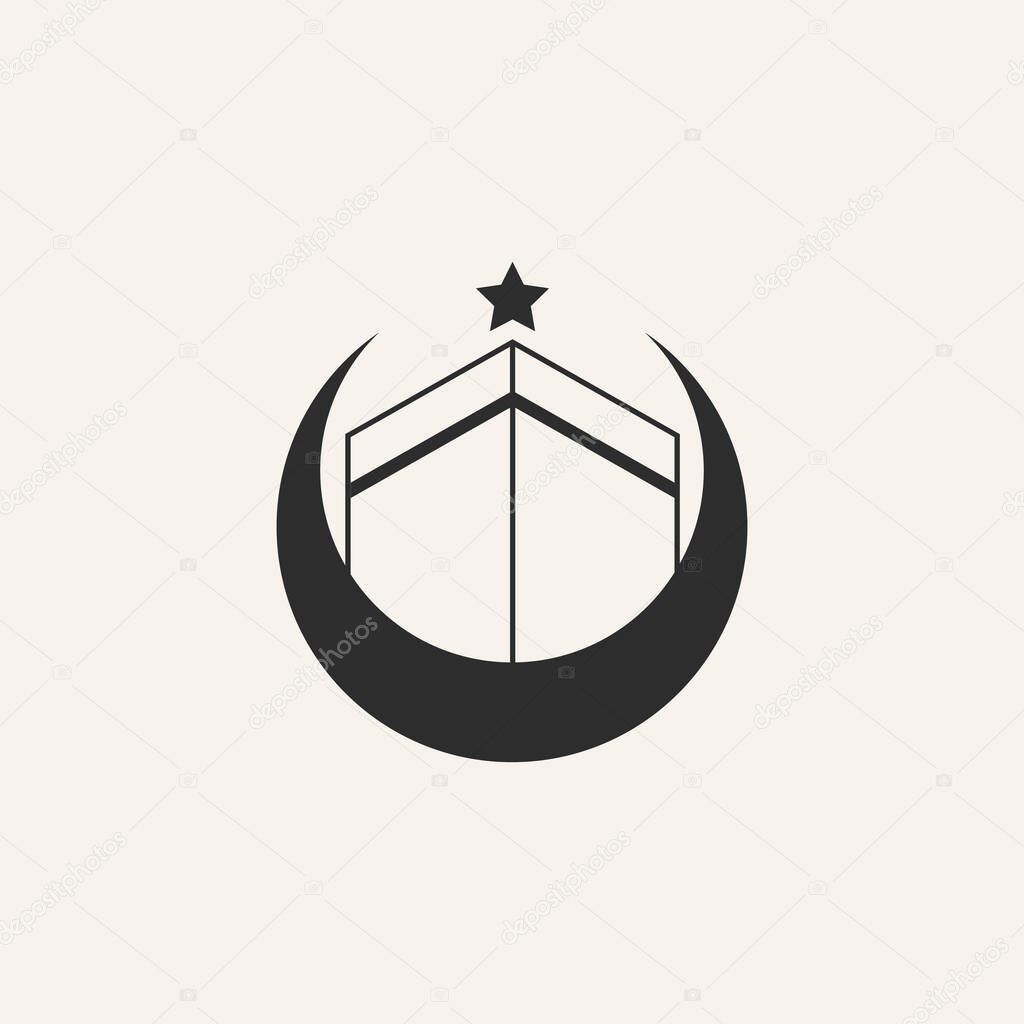 Kaaba moon star logo vector design