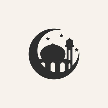 islamic mosque line art vector logo design