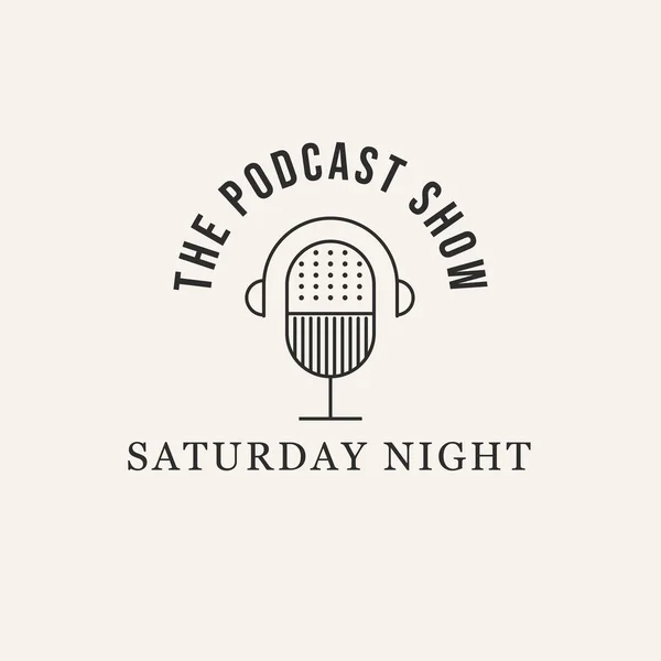 podcast or radio logo with microphone and headphone icon