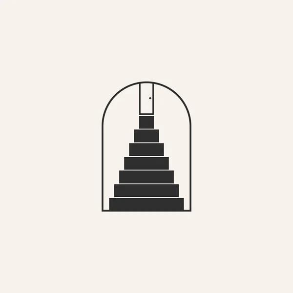 ladder door line art logo design vector illustration