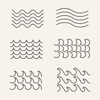 various wave water lake river logo set line art design logo vector
