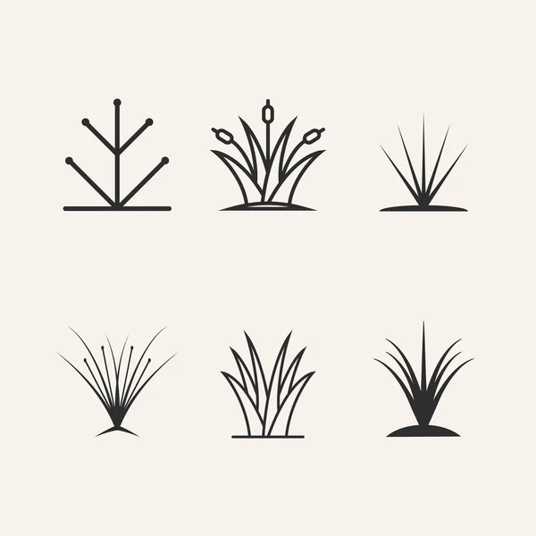 grass icon set line art logo vector design