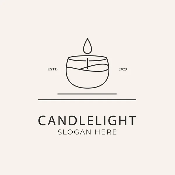 candle light line art logo design vector illustration.