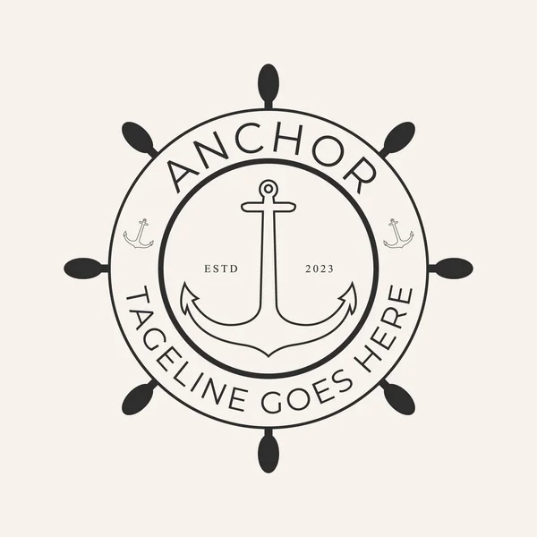 stock vector anchor line art logo design vector illustration