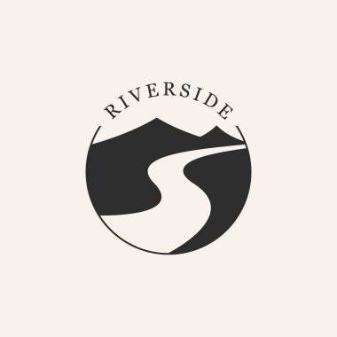 River Mountain Line sanat logosu tasarım vektörü silueti