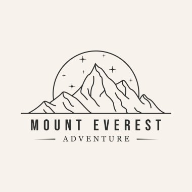 dağ Everest çizgisi sanat tasarımı logo vektör silueti.
