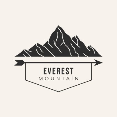 dağ Everest çizgisi sanat tasarımı logo vektör silueti.